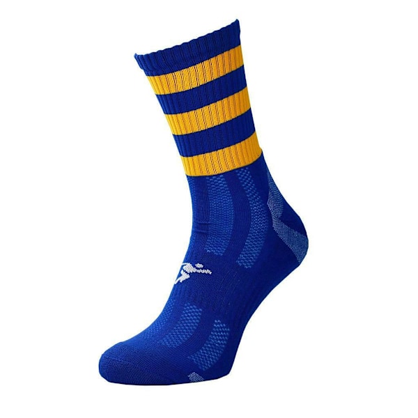 Precision Barn/Barn Pro Randiga Gaelic Mellanhöga Strumpor 3 UK-6 UK Royal Blue/Amber Glow 3 UK-6 UK