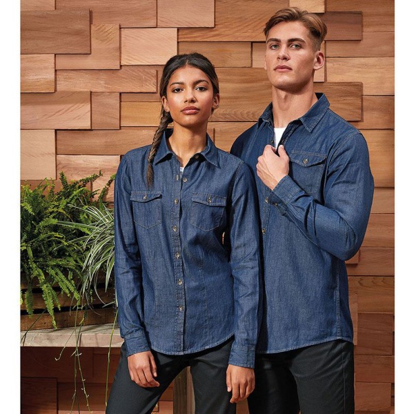 Premier Jeans Stitch Långärmad jeansskjorta XS Indigo Den Indigo Denim XS  525f | Indigo Denim | XS | Fyndiq