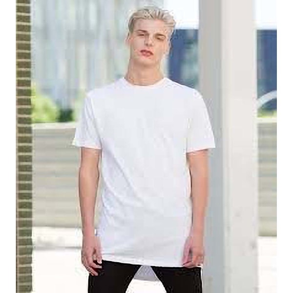 Skinnifit Herr Långlinje Dippad Fåll T-shirt M Vit White M