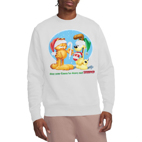 Garfield Unisex Vuxen Merry And Striped Sweatshirt M Vit White M