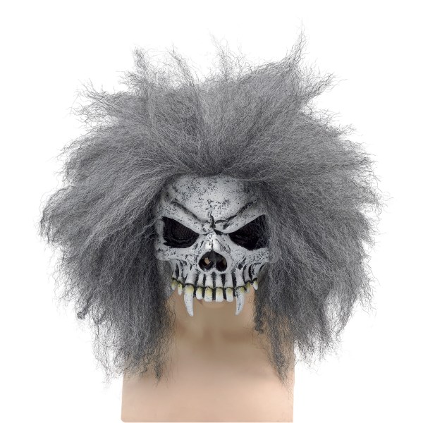 Bristol Novelty Unisex Vuxna Halv Face Skalle Mask med hår på Grey One Size