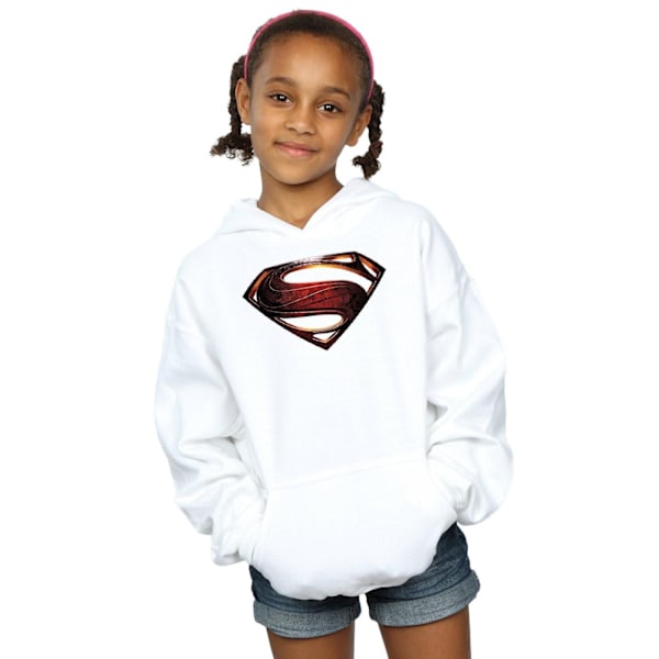 DC Comics Girls Justice League Movie Superman Emblem Hoodie 7-8 White 7-8 Years