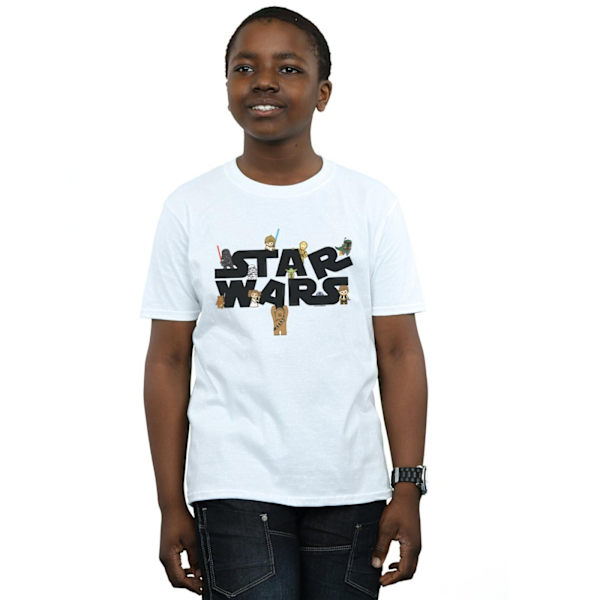 Star Wars Pojkar Barn Logo T-Shirt 7-8 År Vit White 7-8 Years