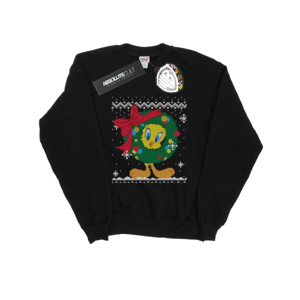 Looney Tunes Mens Tweety Pie Christmas Fair Isle Sweatshirt XL Black XL