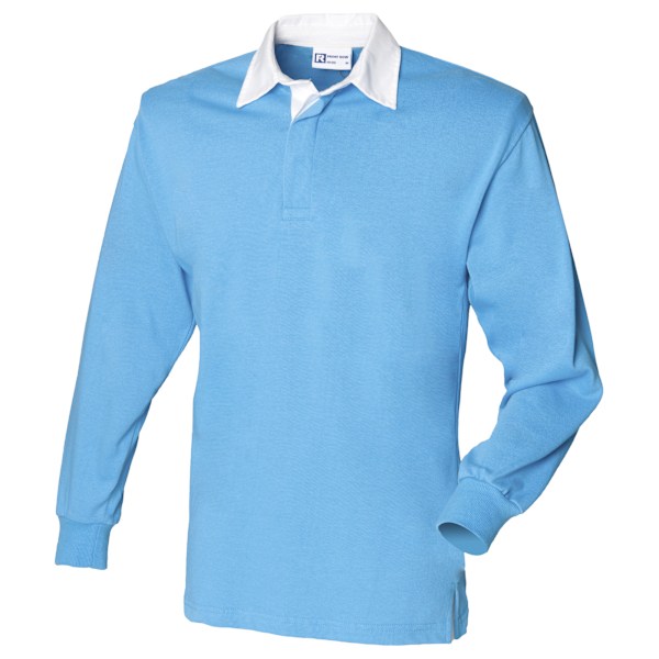 Front Row Long Sleeve Classic Rugby Polo Shirt L Surf Blue/Whit Surf Blue/White L