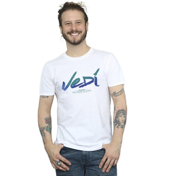 Star Wars Herr Obi-Wan Kenobi Jedi Målad Font T-shirt L Vit White L