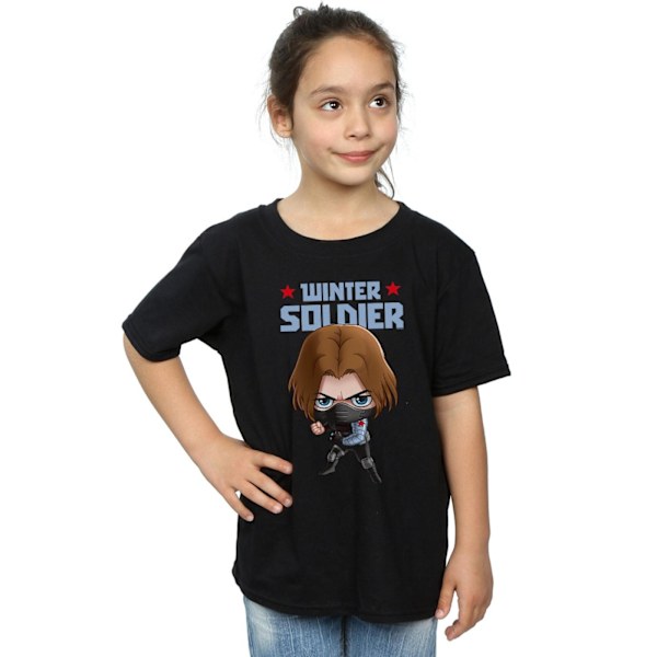 Marvel Girls Winter Soldier Bucky Toon Bomull T-shirt 5-6 år Black 5-6 Years