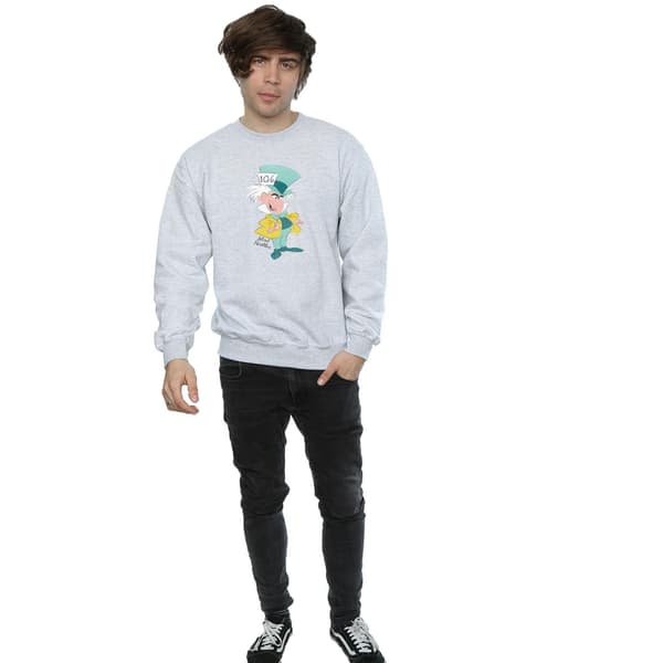 Disney Herr Klassisk Mad Hatter Sweatshirt L Ljusgrå Heather Grey L