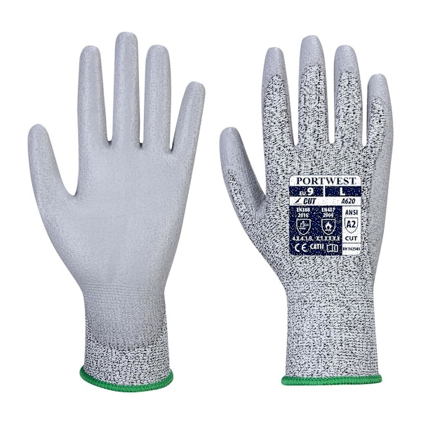 Portwest Unisex Adult LR Cut PU Palm Grip Gloves XS Grå Grey XS
