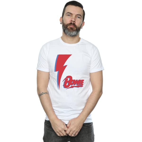David Bowie Herr Röd Blixt T-shirt L Vit White L