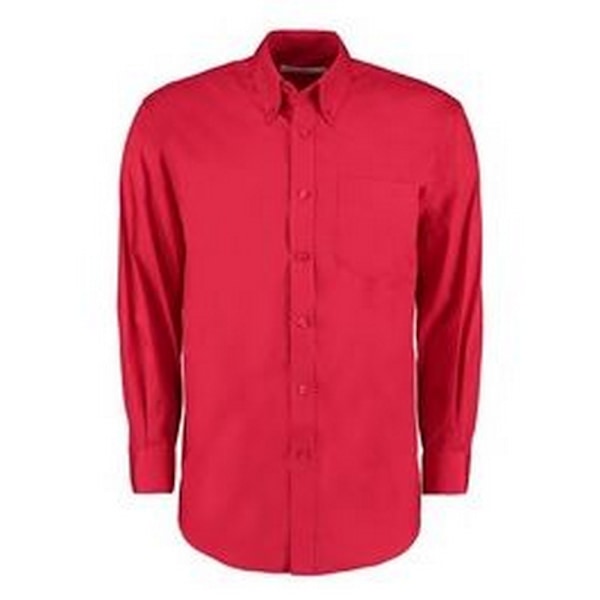Kustom Kit Herr Corporate Långärmad Oxford Skjorta 22in Röd Red 22in