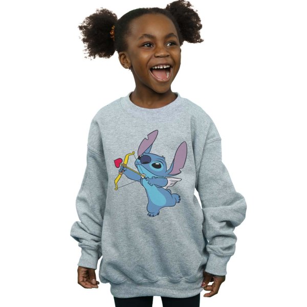 Disney Girls Lilo And Stitch Stitch Cupid Valentines sweatshirt Sports Grey 12-13 Years