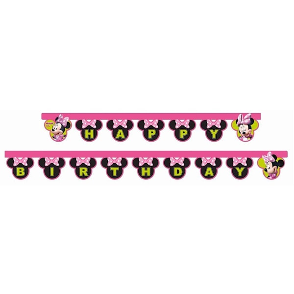 Disney Minnie Mouse Grattis på födelsedagen Banner En Storlek Svart/Rosa/Gul Black/Pink/Yellow One Size