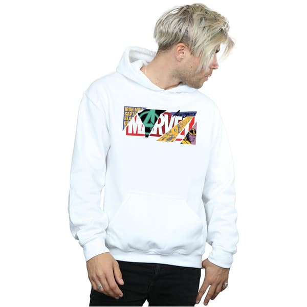 Marvel Herr Collage Logotyp Huvtröja 4XL Vit White 4XL
