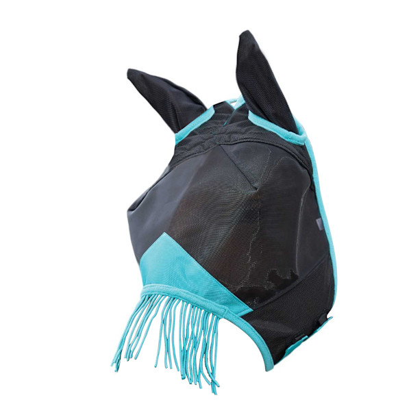 Weatherbeeta Comfitec Deluxe Tofs Finmaskig Flugmask för Häst Wi Black/Turquoise Warmblood