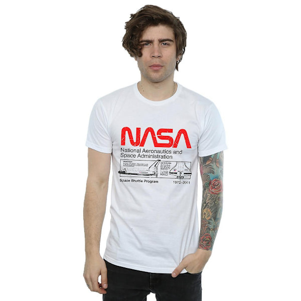 NASA Herr Space Shuttle Bomull T-shirt L Vit White L