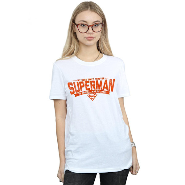 DC Comics Dam/Kvinnor Superman My Hero Bomull Boyfriend T-Shi White L