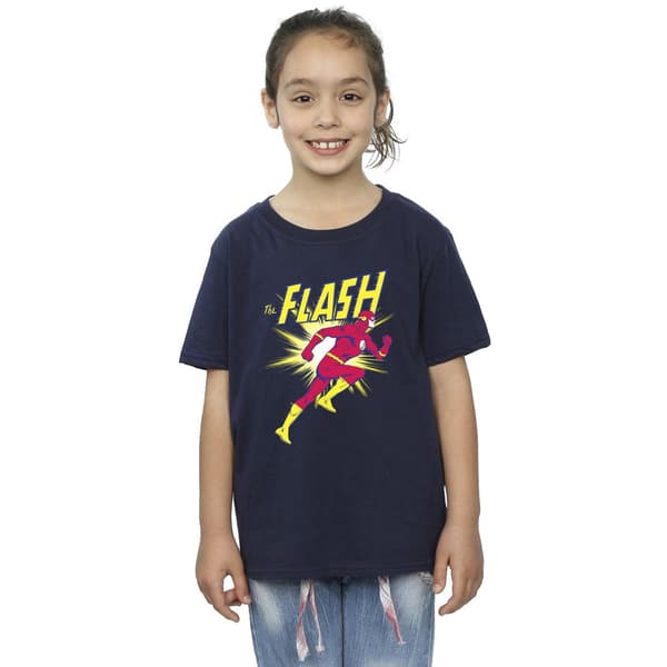 DC Comics Flickor The Flash Running Bomulls T-shirt 3-4 år Marinblå Navy Blue 3-4 Years