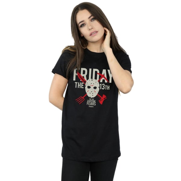 Fredag ​​13:e Womens/Ladies Day Of Fear T-shirt för pojkvän i bomull Black XXL