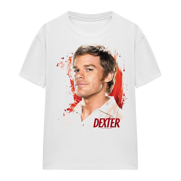 Dexter Unisex Vuxen Blodstänk T-Shirt L Vit White L