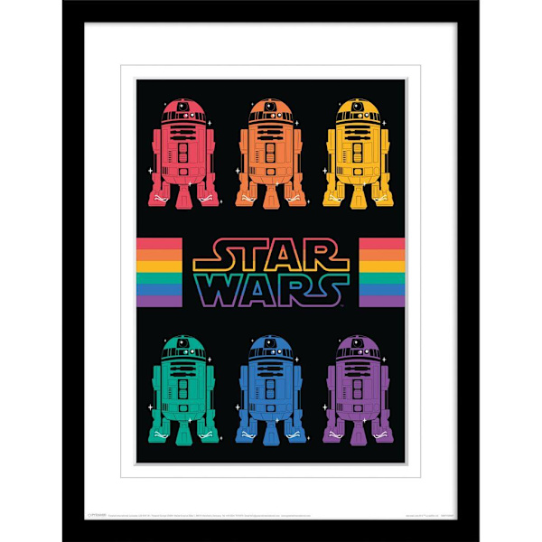 Star Wars R2-D2 Rainbow Inramad Poster 40cm x 30cm Flerfärgad Multicoloured 40cm x 30cm