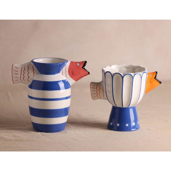 Hestia Fisk Dekorativ Vas One Size Vit White One Size