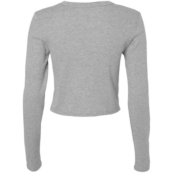 Bella + Canvas Dam/Dam Micro-Rib Cropped Long-Sleeved T-S Athletic Grey M