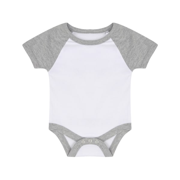 Larkwood Baby Boys/Girls Essential Short Sleeve Baseball Bodysuit White/Heather Grey 6-12 Months