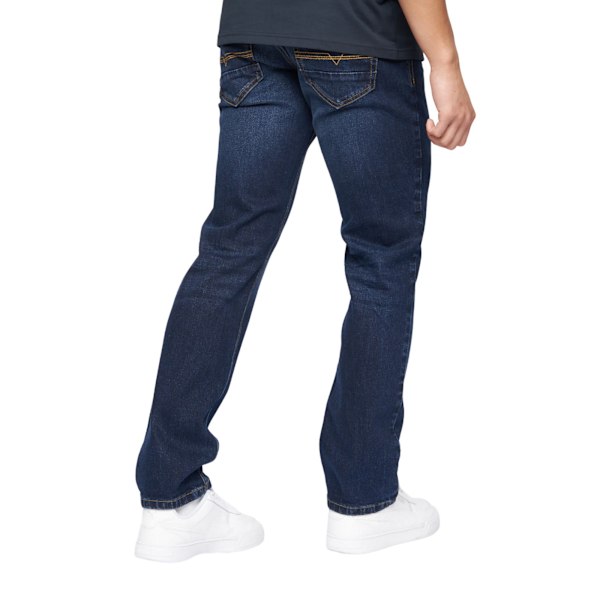 Crosshatch herr Chas raka jeans 32R mörk tvätt Dark Wash 32R