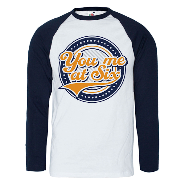 You Me At Six Unisex Vuxen Crest Bomull Raglan T-shirt L Marinblå Navy Blue/White L