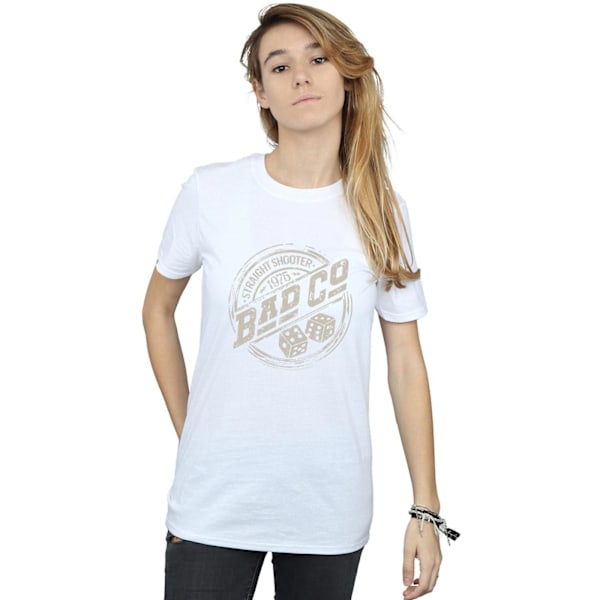 Bad Company Dam/Damer Straight Shooter Bomull Boyfriend T-S White L