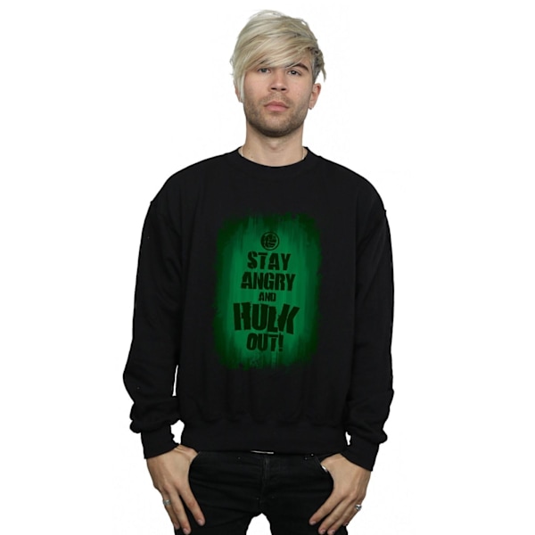 Marvel Herr Hulk Stay Angry Sweatshirt S Svart Black S