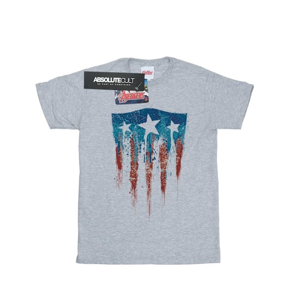 Marvel Girls Captain America Flag Shield Bomull T-shirt 12-13 år Sports Grey 12-13 Years