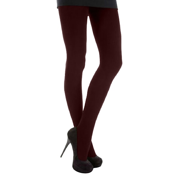 Silkeslena dam/dam 300 Denier utseende fleece tights (1 par Wine Small (32”-36”)