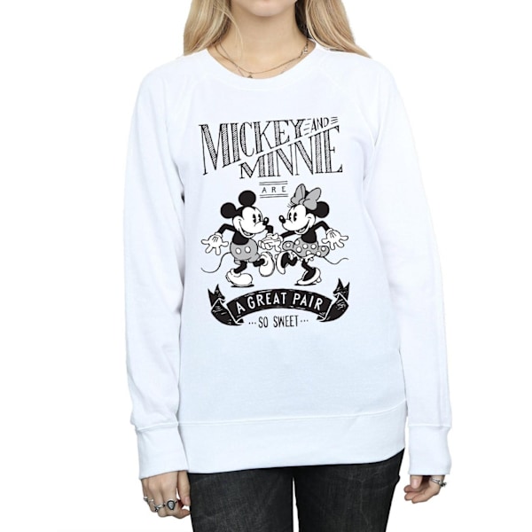 Disney Dam/Damer Mickey Och Minnie Mouse Great Pair Sweatshirt White M