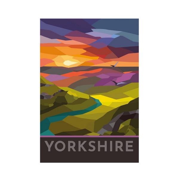 Georgina Westley Yorkshire målat glasaffisch 40cm x 30cm Mul Multicoloured 40cm x 30cm