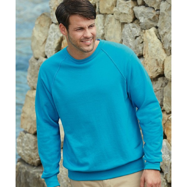 Fruit Of The Loom Herr Lätt Raglan Sweatshirt (240 GSM) Azure Blue S