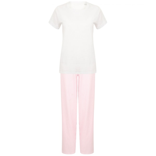 Towel City Dam/Damrandig Långrandig Pyjamas Set M Vit/Rosa White/Pink M