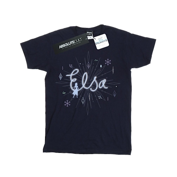 Disney Girls Frozen 2 Elsa Snowflake Bomull T-shirt 5-6 år N Navy Blue 5-6 Years