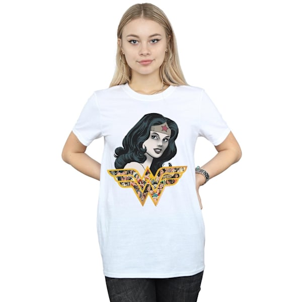 DC Comics Dam/Kvinnor Wonder Woman Retro Collage Bomull Boyfriend T-Shirt XXL Vit White XXL