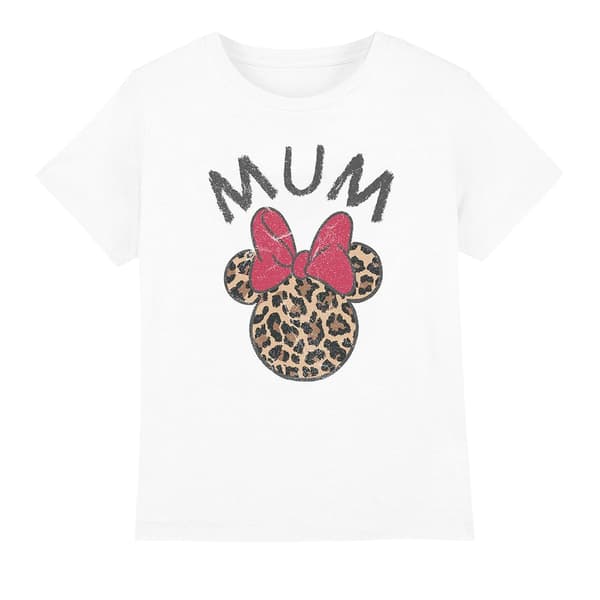 Disney Barn/Barn Mum Minnie Mouse Leopardtryck Mors Dag White 3-4 Years
