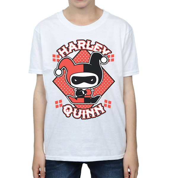 DC Comics Boys Chibi Harley Quinn Badge T-Shirt 12-13 år Vit White 12-13 Years