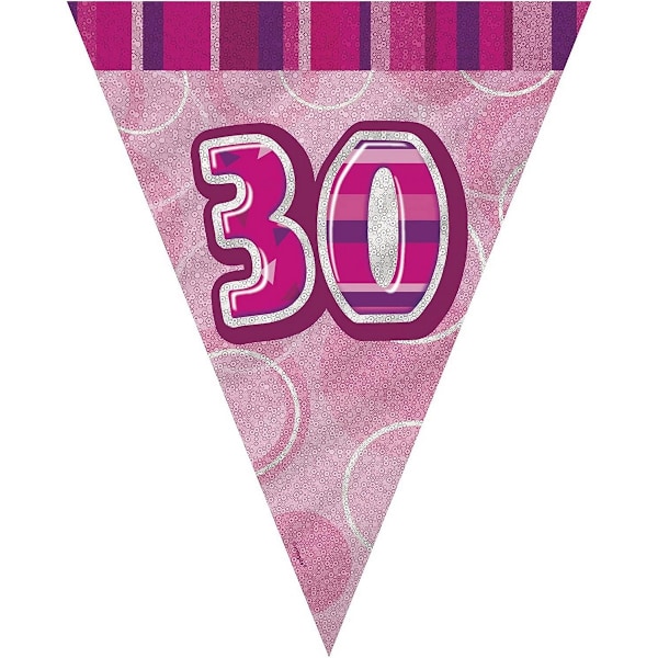 Unik festfolie Glitz 30-årsdag vimpel One Size Rosa/Silver Pink/Silver One Size