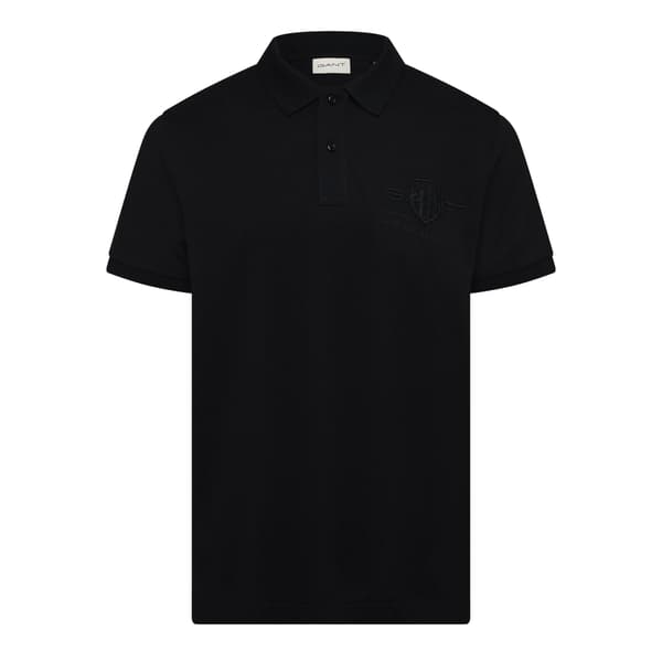 Gant Herr Broderad Logotyp Pikétröja S Svart Black S