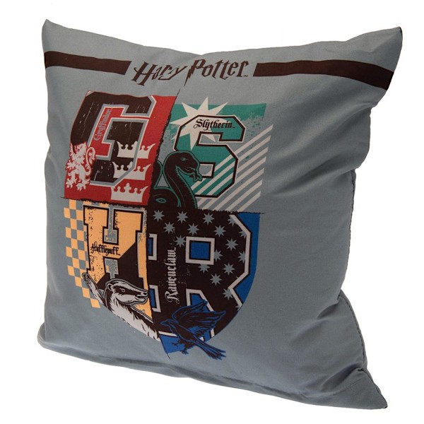 Harry Potter House Mascots Crest Filled Cushion One Size Grey/B Grey/Black One Size