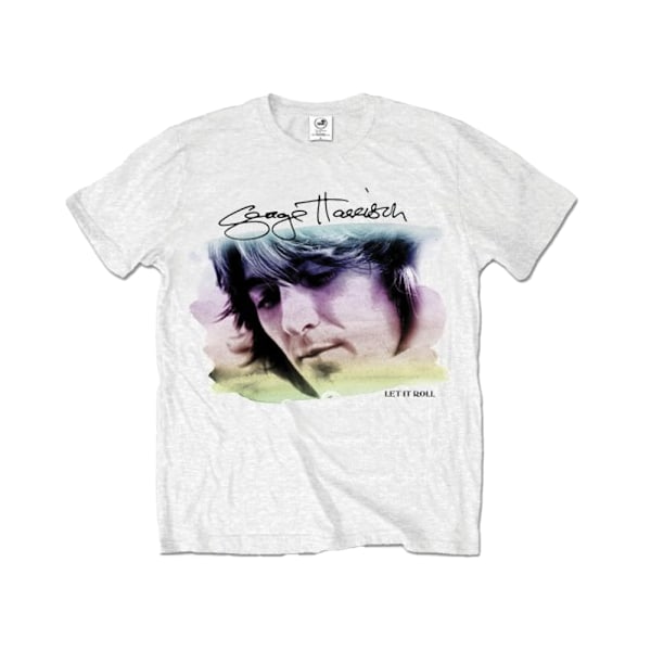 George Harrison Unisex Vattenfärg Bomull T-shirt XL Vit White XL