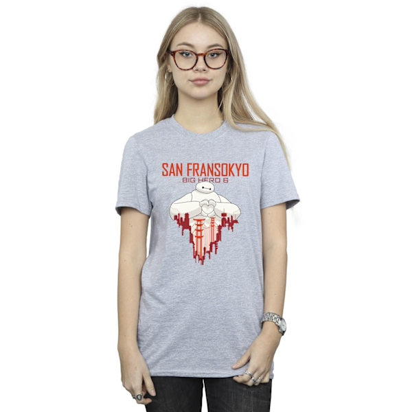 Disney Dam/Damer Big Hero 6 Baymax San Fransokyo Hjärta Bomull Boyfriend T-shirt 3XL Sports Grey Sports Grey 3XL