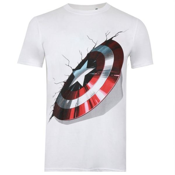 Captain America Mens Shield T-shirt L Vit White L