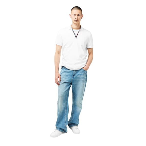 Tommy Hilfiger Herr Quarter Zip Pikétröja XL Vit White XL