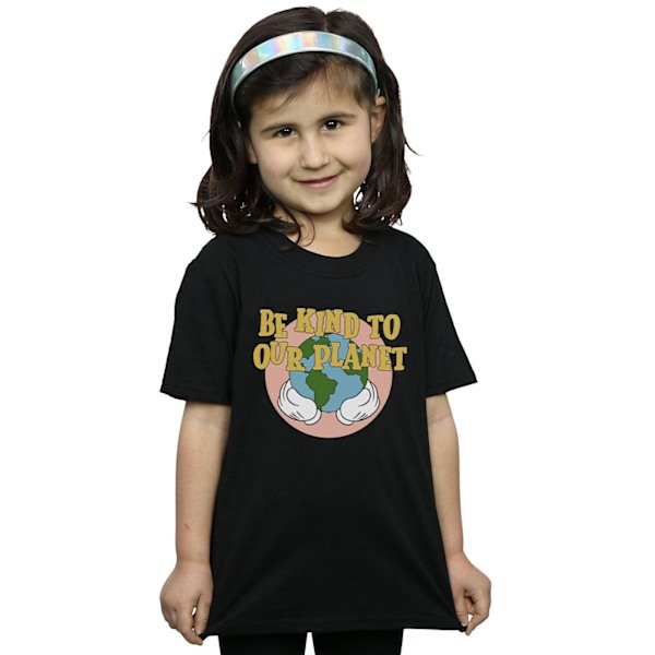 Disney Girls Mickey Mouse Be Kind To Our Planet Bomull T-shirt Black 12-13 Years